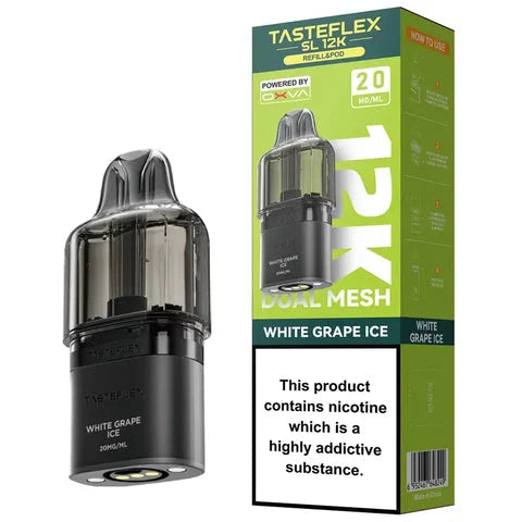 OXVA Tasteflex SL 12K White Grape Ice prefilled pods offering up to 12000 puffs with rich flavour
