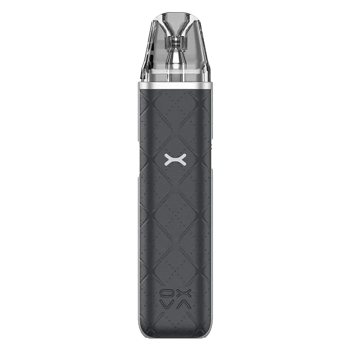OXVA Xlim Go Pod Vape Kit in Dark Grey - 30W device with 1000mAh rechargeable battery and 2ml refillable pods, featuring adjustable airflow and compact design.