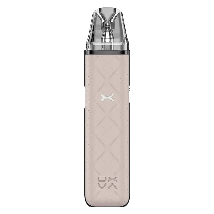 OXVA Xlim Go Pod Vape Kit in Light Brown - 30W device with 1000mAh rechargeable battery and 2ml refillable pods, featuring adjustable airflow and compact design.