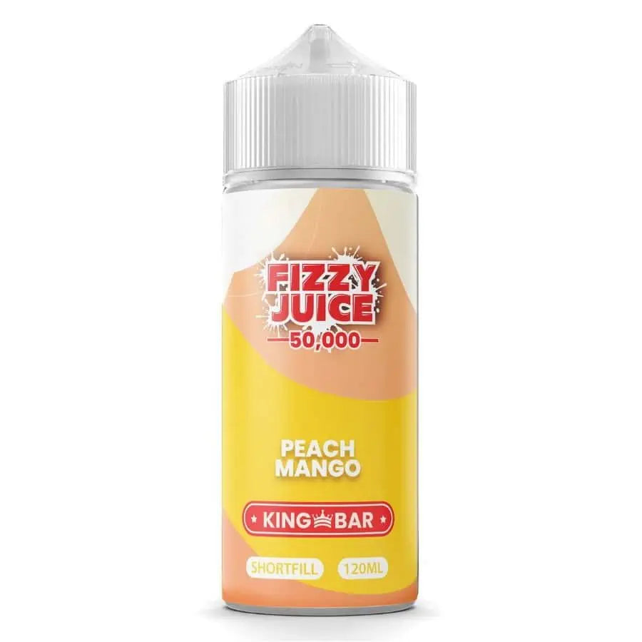 100ml shortfill bottle of Fizzy Juice 50000 E-Liquid in Peach Mango flavor, nicotine-free with space for nic shots, ideal for sub-ohm devices and cloud chasing.