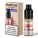 Load image into Gallery viewer, 10ml bottle of MARYLIQ Nic Salts E-Liquid in Peach Ice flavor, 20mg nicotine salt strength for a smooth and satisfying throat hit, ideal for refillable pod kits and MTL vaping.
