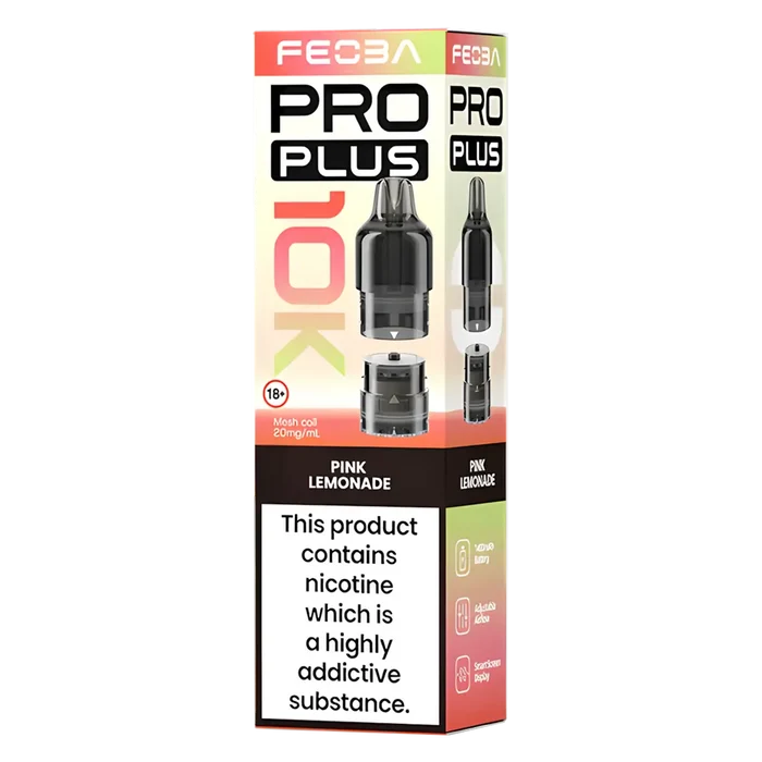 FEOBA Pro Plus 10K prefilled vape pod, 
Pink Lemonade flavour