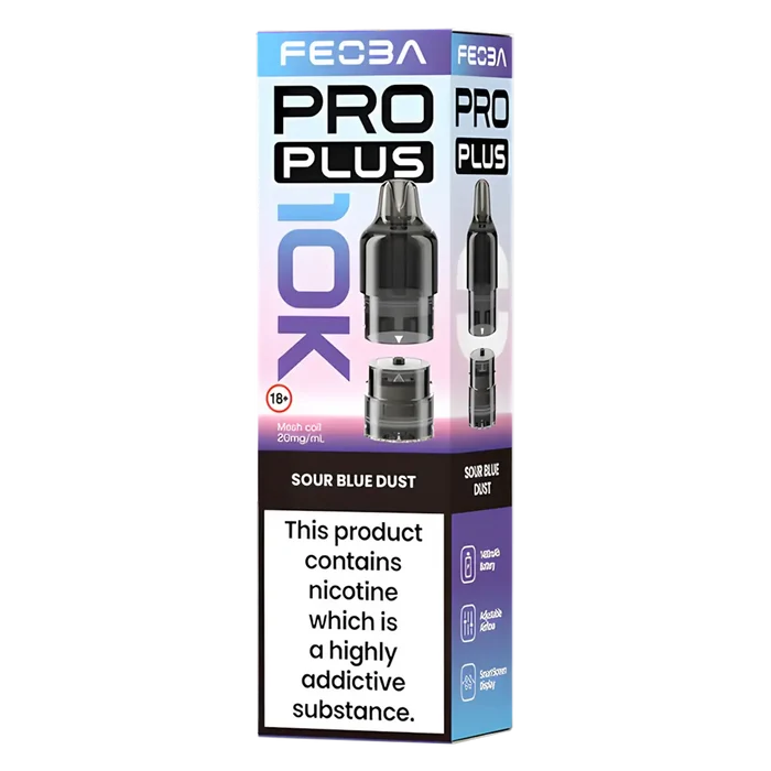 FEOBA Pro Plus 10K prefilled vape pod, 
Sour Blue Dust flavour