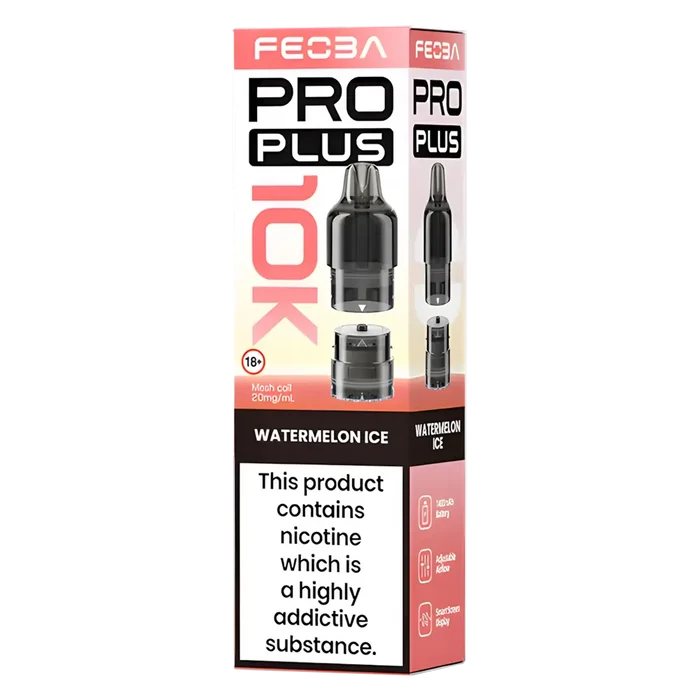 FEOBA Pro Plus 10K prefilled vape pod, 
Watermelon Ice flavour