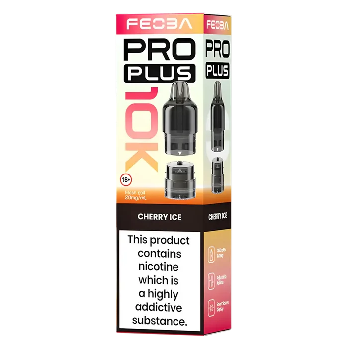 FEOBA Pro Plus 10K prefilled vape pod, 
Cherry Ice flavour