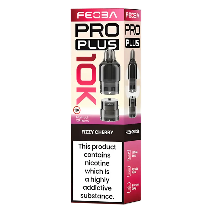 FEOBA Pro Plus 10K prefilled vape pod, 
Fizzy Cherry flavour