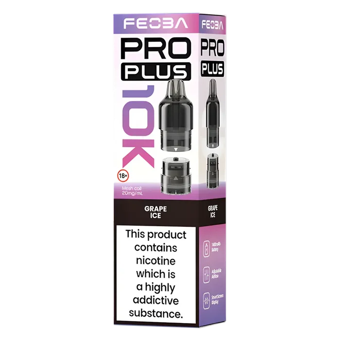 FEOBA Pro Plus 10K prefilled vape pod, 
Grape Ice flavour