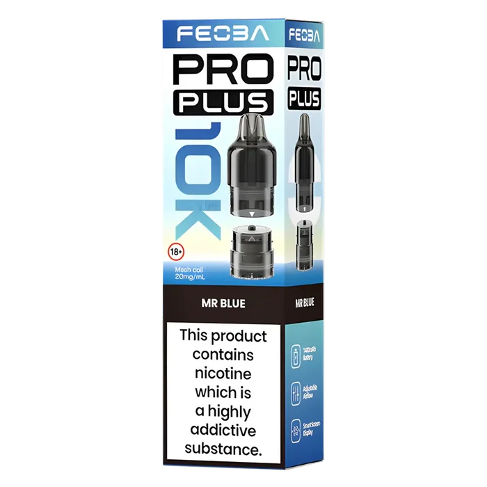 FEOBA Pro Plus 10K prefilled vape pod, 
Mr Blue flavour