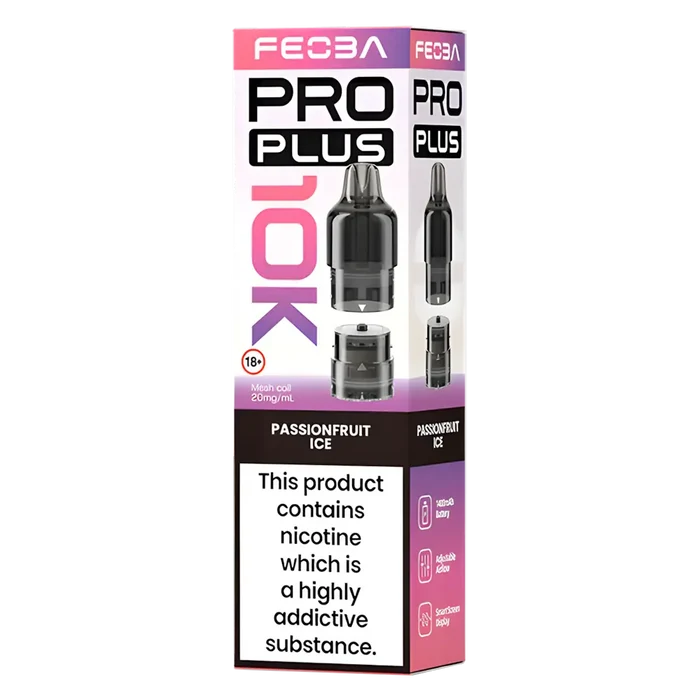 FEOBA Pro Plus 10K prefilled vape pod, 
Passionfruit Ice flavour