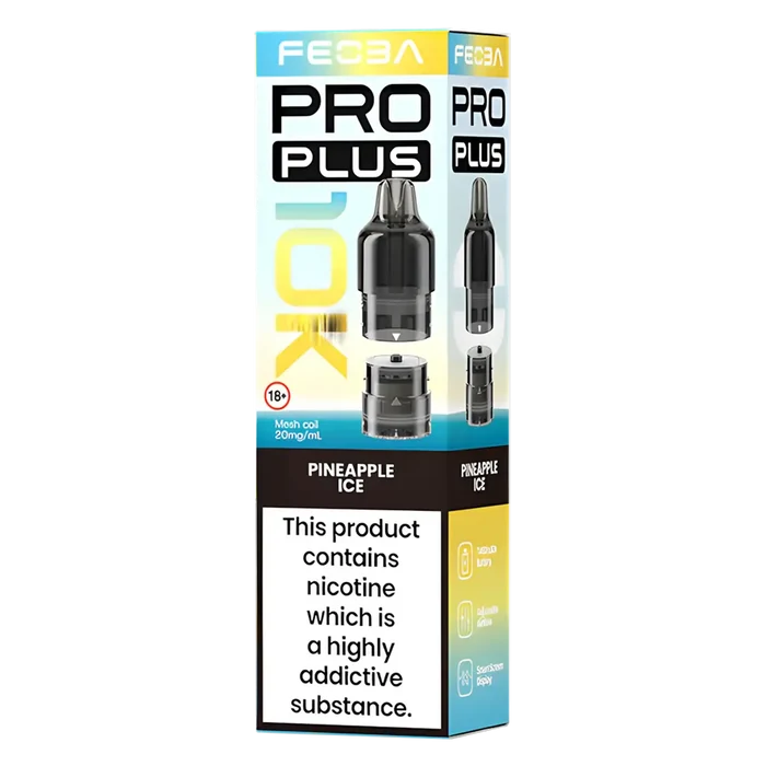 FEOBA Pro Plus 10K prefilled vape pod, 
Pineapple Ice flavour