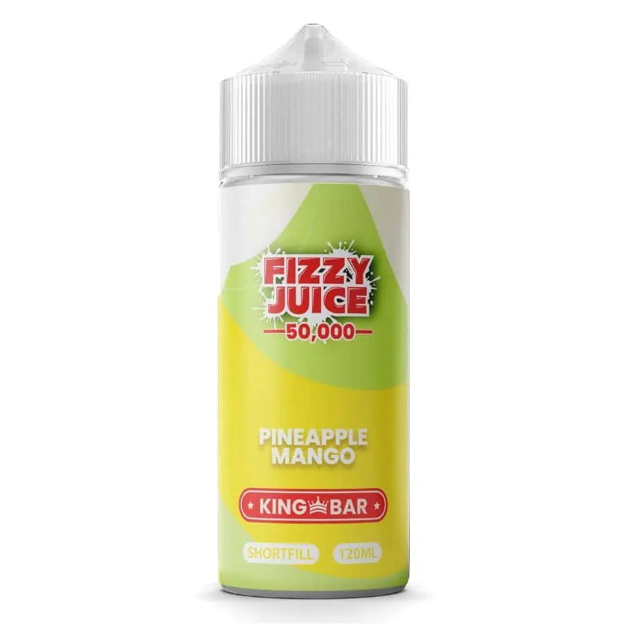 100ml shortfill bottle of Fizzy Juice 50000 E-Liquid in Pineapple Mango flavor, nicotine-free with space for nic shots, ideal for sub-ohm devices and cloud chasing.