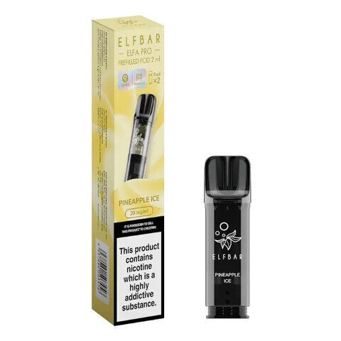 Elf Bar Elfa Pro replaceable prefilled pods in Pineapple Ice flavor, engineered for consistent vapor production and optimal flavor, compatible with the Elf Bar Elfa Pro device for a satisfying and enjoyable vaping experience.