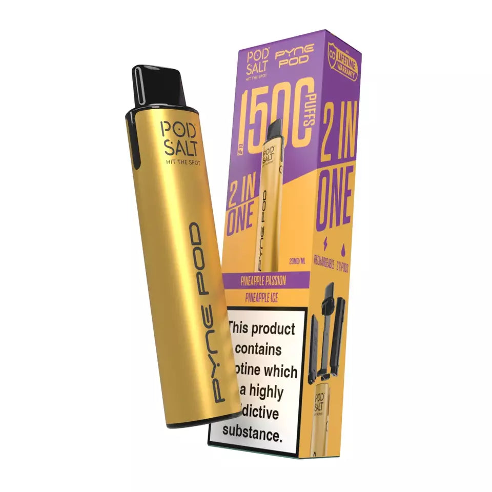 Pyne Pod 2 in 1 Disposable Vape Kit in Pineapple Edition – dual-flavor disposable vape with up to 9,000 puffs for versatile, fruity vaping.