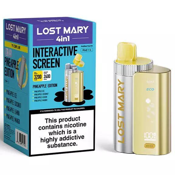 Lost Mary 4-in-1 Prefilled Pod Kit Pineapple Edition – versatile vape device with four interchangeable flavors and sleek design