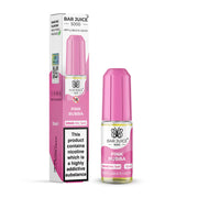 The image shows a product packaging for Bar Juice 5000 Pink Bubba Nic Salt Vape juice. The packaging is predominantly pink with branding and product information.