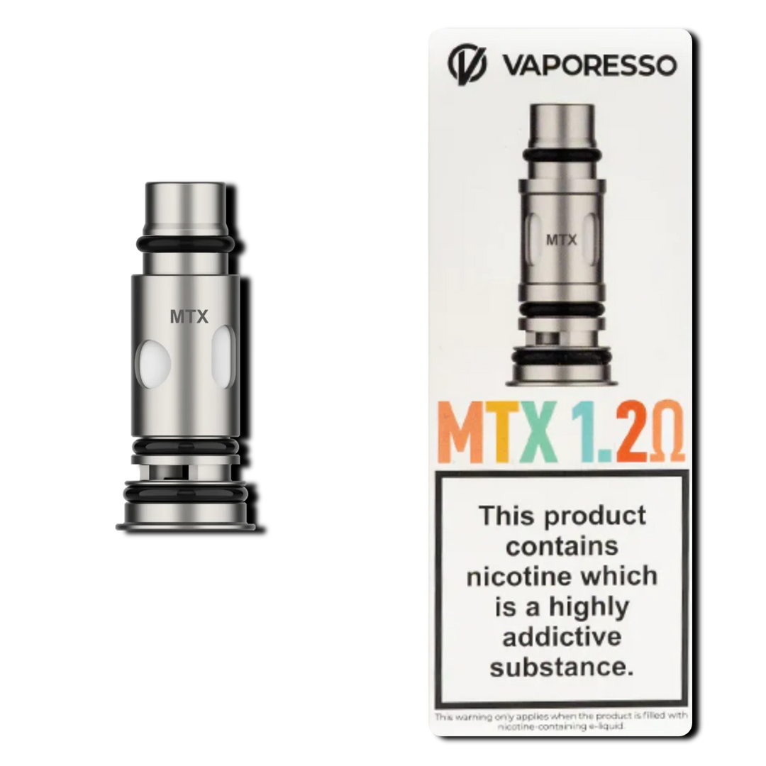 Vaporesso MTX Replacement Coils 1.2Ω – pack of 5 coils designed for Vaporesso MTX-compatible vape kits and tanks.