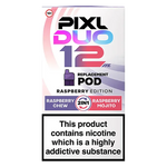 Load image into Gallery viewer, Pixl Duo 12 Prefilled Pods in Raspberry Edition – pack of prefilled pods with 2ml e-liquid capacity, designed for use with the Pixl Duo pod kit.
