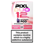 Load image into Gallery viewer, Pixl Duo 12 Prefilled Pods in Strawberry Edition – pack of prefilled pods with 2ml e-liquid capacity, designed for use with the Pixl Duo pod kit.
