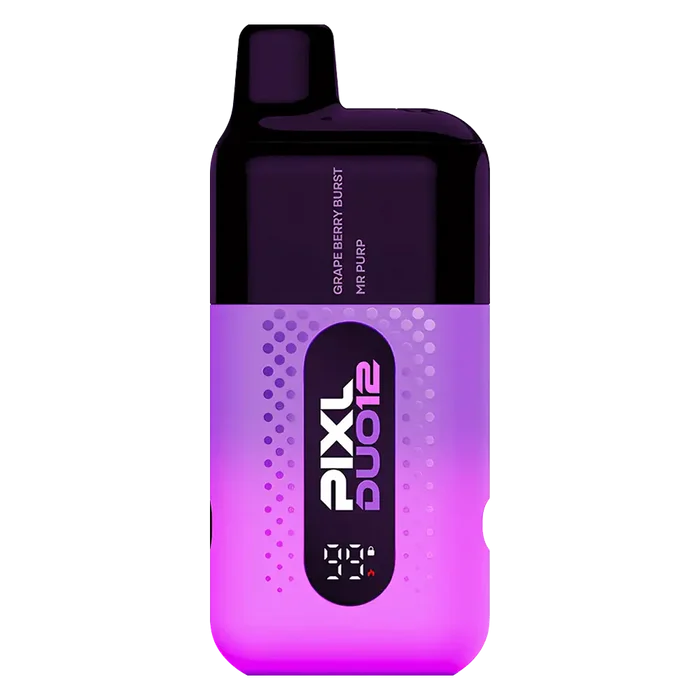 Pixl Duo 12 Vape Kit in Purple Edition – rechargeable pod kit with 850mAh built-in battery and 2ml prefilled pods for convenient MTL vaping.