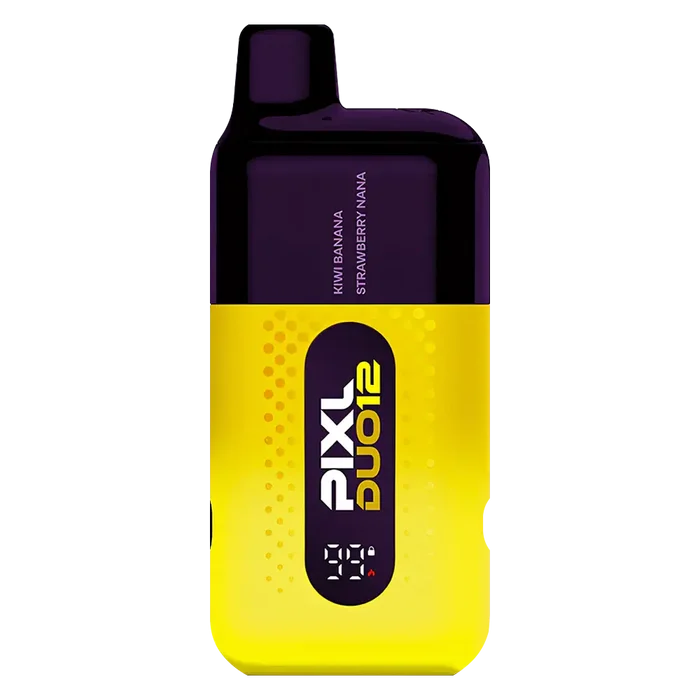 Pixl Duo 12 Vape Kit in Yellow Edition – rechargeable pod kit with 850mAh built-in battery and 2ml prefilled pods for convenient MTL vaping.