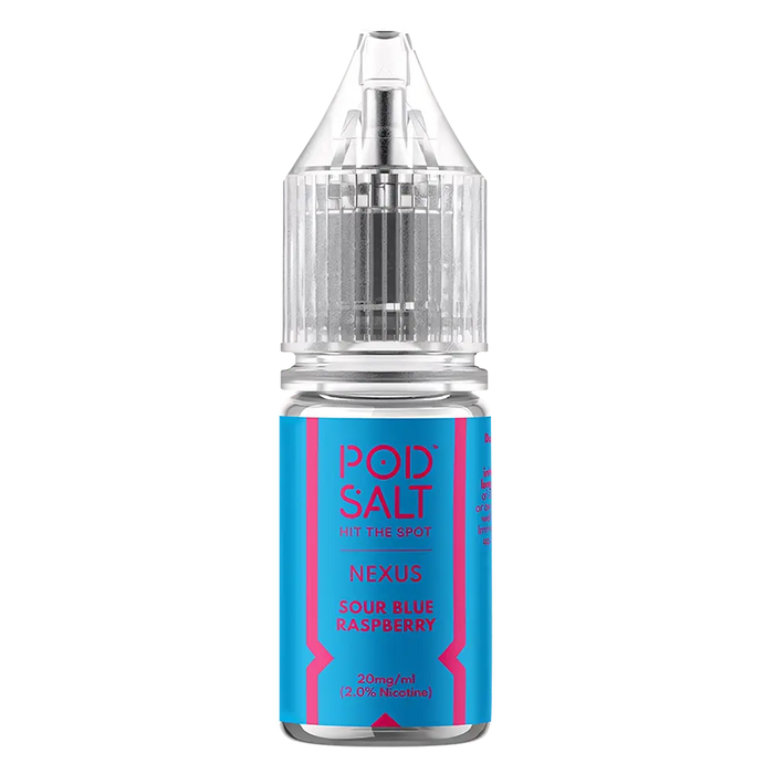 10 × Nexus Pod Salt Vape Juice Nic Salts 50/50 in Sour Blue Raspberry – a ten-bottle set of pre-mixed nic salt e‑liquids in 50/50 VG/PG ratio, featuring a smooth, all-day nicotine delivery.