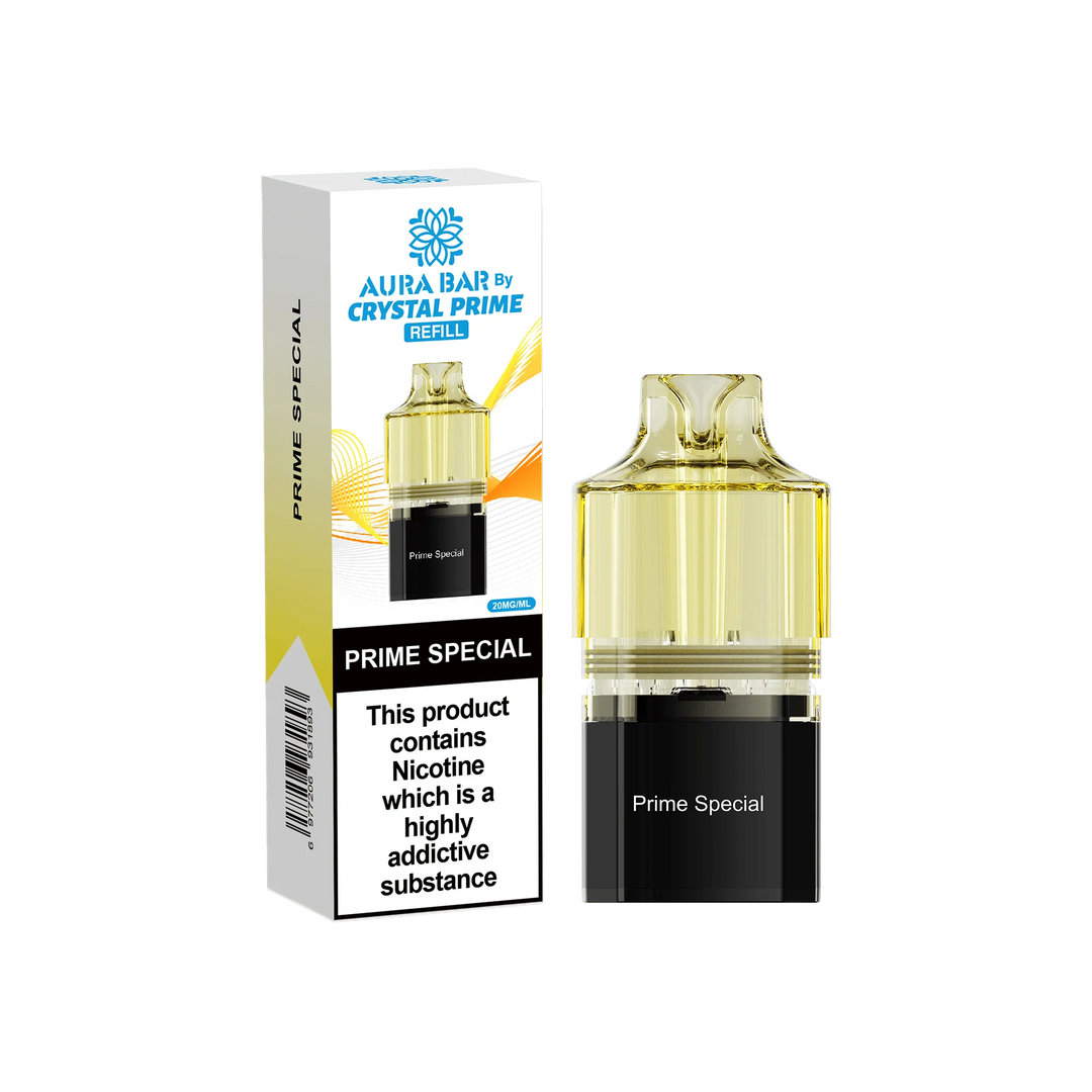 Prime Special Aura Bar Crystal Prime 10K Replacement Pods – long-lasting prefilled vape pods with rich flavours and smooth performance