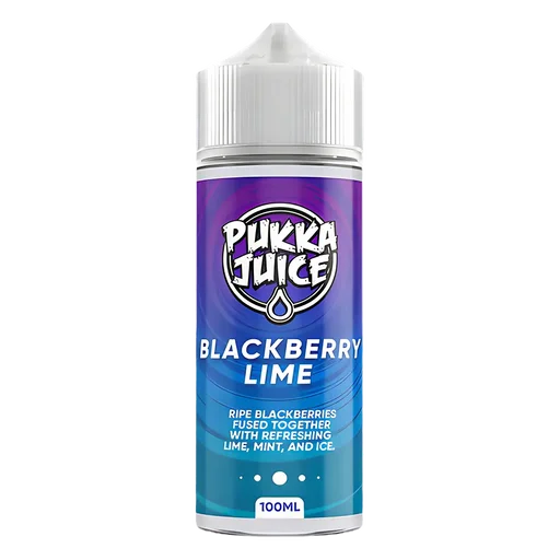 Pukka Juice 100ml Shortfill Range 0mg Blackberry Lime – nicotine-free vape juice bursting with bold, fruity flavors and smooth clouds