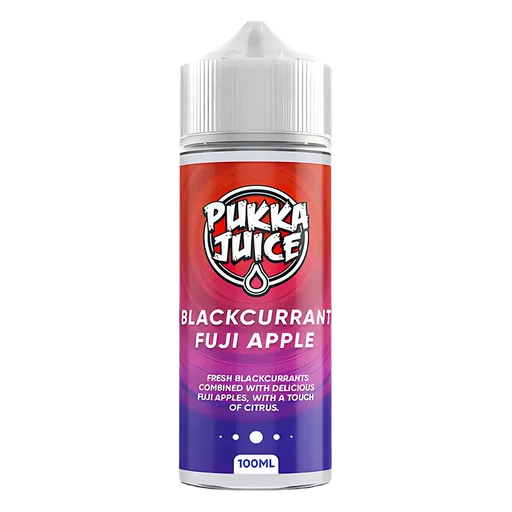 Pukka Juice 100ml Shortfill Range 0mg Blackcurrant Fuji Apple – nicotine-free vape juice bursting with bold, fruity flavors and smooth clouds