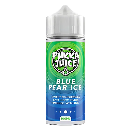 Pukka Juice 100ml Shortfill Range 0mg Blue Pear Ice – nicotine-free vape juice bursting with bold, fruity flavors and smooth clouds