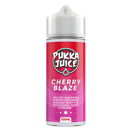 Pukka Juice 100ml Shortfill Range 0mg Cherry Blaze – nicotine-free vape juice bursting with bold, fruity flavors and smooth clouds