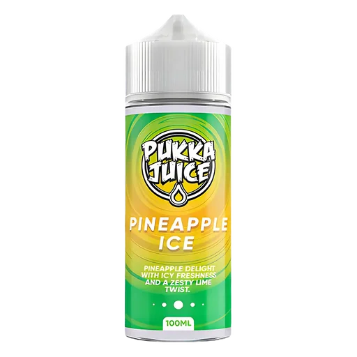 Pukka Juice 100ml Shortfill Range 0mg Pineapple Ice – nicotine-free vape juice bursting with bold, fruity flavors and smooth clouds
