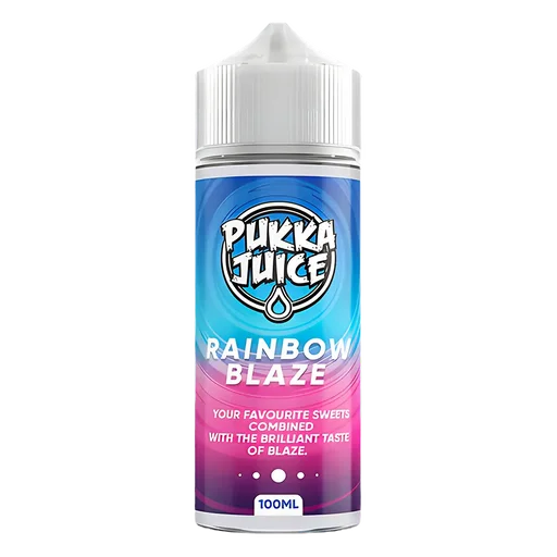 Pukka Juice 100ml Shortfill Range 0mg Rainbow Blaze – nicotine-free vape juice bursting with bold, fruity flavors and smooth clouds