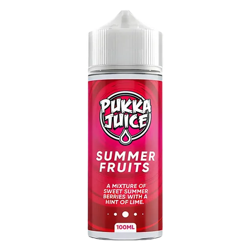 Pukka Juice 100ml Shortfill Range 0mg Summer Fruits – nicotine-free vape juice bursting with bold, fruity flavors and smooth clouds