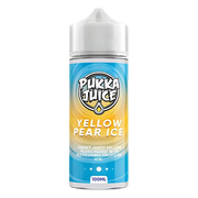 Pukka Juice 100ml Shortfill Range 0mg Yellow Pear Ice – nicotine-free vape juice bursting with bold, fruity flavors and smooth clouds