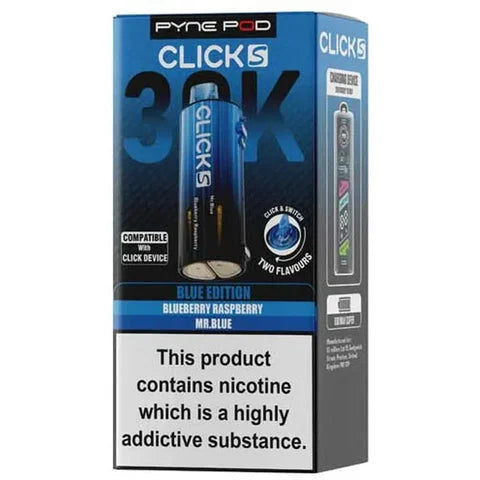 Blue Edition Pyne Pod Click S 30K prefilled pods offering long-lasting flavour and smooth vaping
