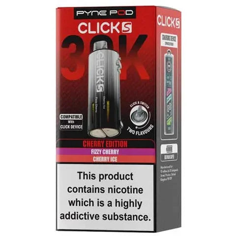 Cherry Edition Pyne Pod Click S 30K prefilled pods offering long-lasting flavour and smooth vaping