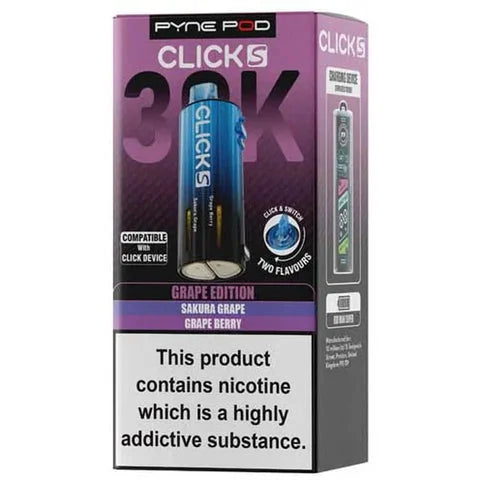 Grape Edition Pyne Pod Click S 30K prefilled pods offering long-lasting flavour and smooth vaping