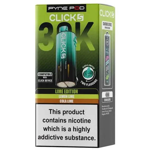 Lime Edition Pyne Pod Click S 30K prefilled pods offering long-lasting flavour and smooth vaping