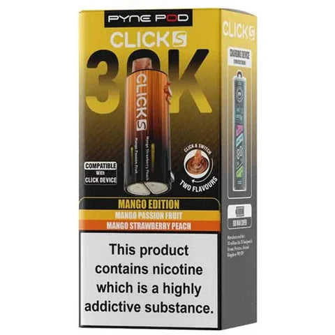 Mango Edition Pyne Pod Click S 30K prefilled pods offering long-lasting flavour and smooth vaping