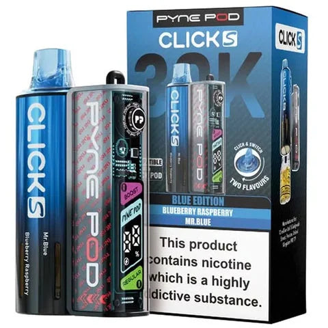 Blue Edition Pyne Pod Click S 30K Prefilled Pod Kit offering up to 30000 puffs with smooth flavour