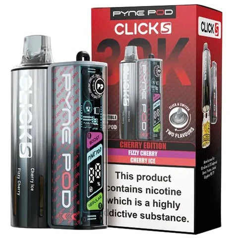 Cherry Edition Pyne Pod Click S 30K Prefilled Pod Kit offering up to 30000 puffs with smooth flavour