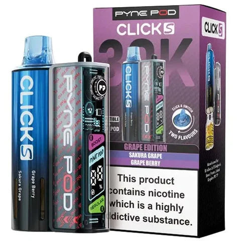 Grape Edition Pyne Pod Click S 30K Prefilled Pod Kit offering up to 30000 puffs with smooth flavour