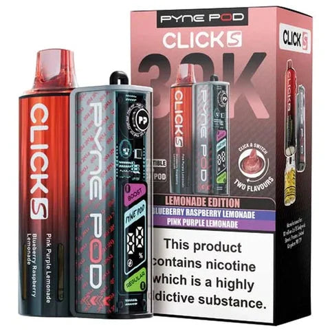 Lemonade Edition Pyne Pod Click S 30K Prefilled Pod Kit offering up to 30000 puffs with smooth flavour
