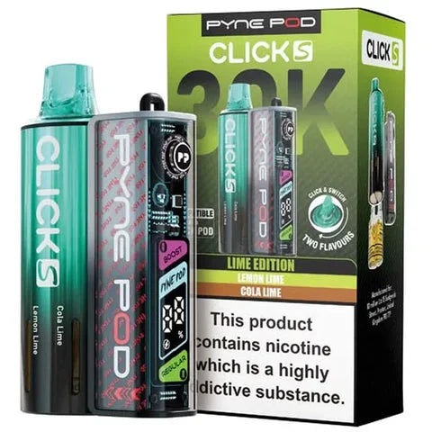 Lime Edition Pyne Pod Click S 30K Prefilled Pod Kit offering up to 30000 puffs with smooth flavour