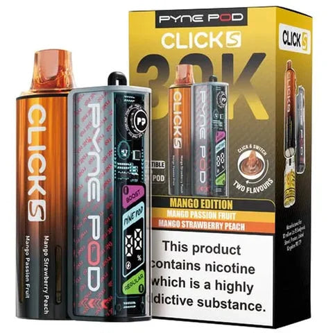 Mango Edition Pyne Pod Click S 30K Prefilled Pod Kit offering up to 30000 puffs with smooth flavour