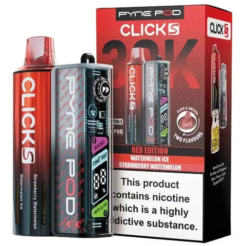 Red Edition Pyne Pod Click S 30K Prefilled Pod Kit offering up to 30000 puffs with smooth flavour