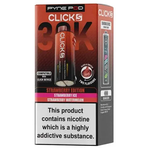 Strawberry Edition Pyne Pod Click S 30K prefilled pods offering long-lasting flavour and smooth vaping