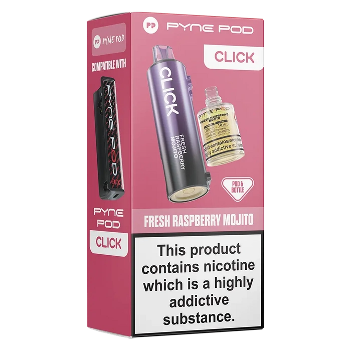 Pyne 50K Prefilled Pod in fresh raspberry mojito flavor – sleek, high-capacity prefilled pod with up to 50,000 puffs.