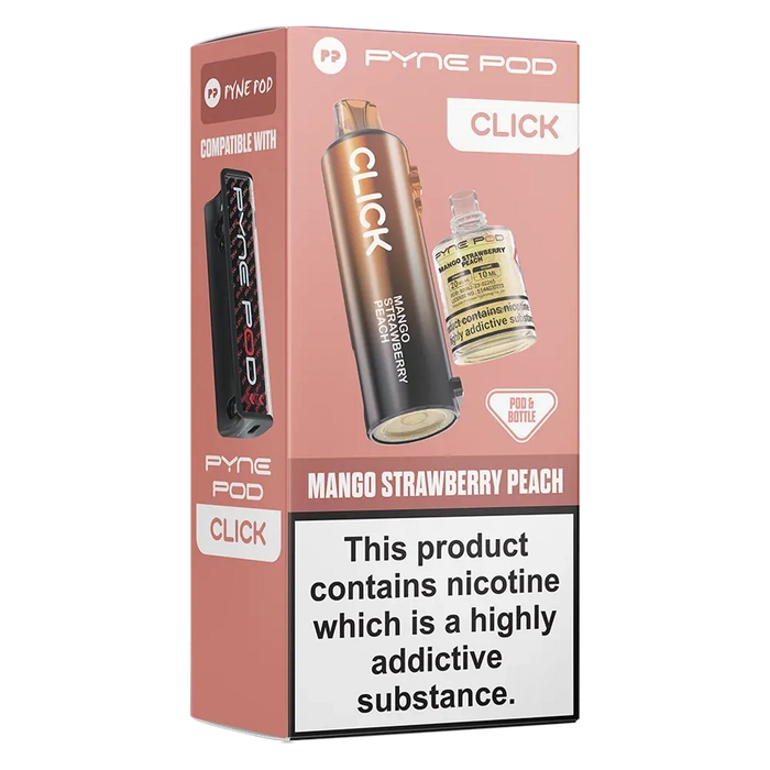 Pyne 50K Prefilled Pod in mango strawberry peach flavor – sleek, high-capacity prefilled pod with up to 50,000 puffs.