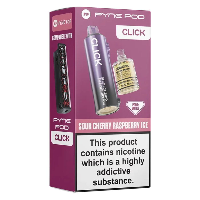 Pyne 50K Prefilled Pod in sour cherry raspberry ice flavor – sleek, high-capacity prefilled pod with up to 50,000 puffs.